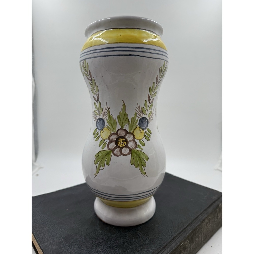 Vintage‎ Portuguese hand painted Pottery Floral vase
